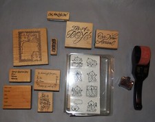 18 Wooden Rubber Ink Stamps Baby Shower Lot Stampin Up