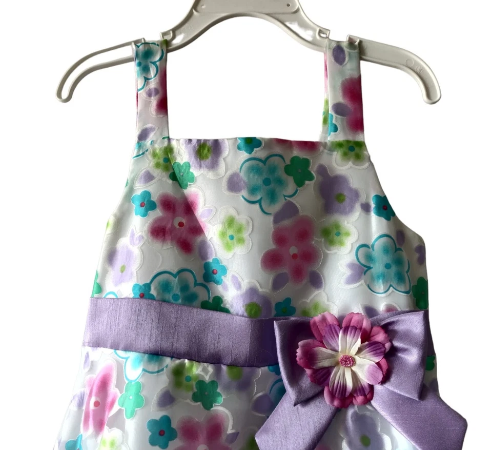 Vestido de Fiesta Sophie Rose Niñas Rosa Azul Floral Sin Mangas Forrado Corbata Trasera Cremallera 6 Foto 3 de 4