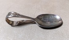 Vintage Wm A Rogers Oneida Ltd. Bent Curved Silver plated Baby Toddler Spoon