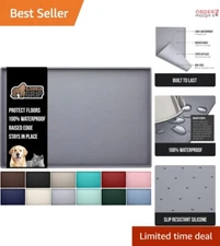 Multi-Use Pet Feeding Mat in Solid Gray - Perfect for Dogs & Cats, 18.5x11.5