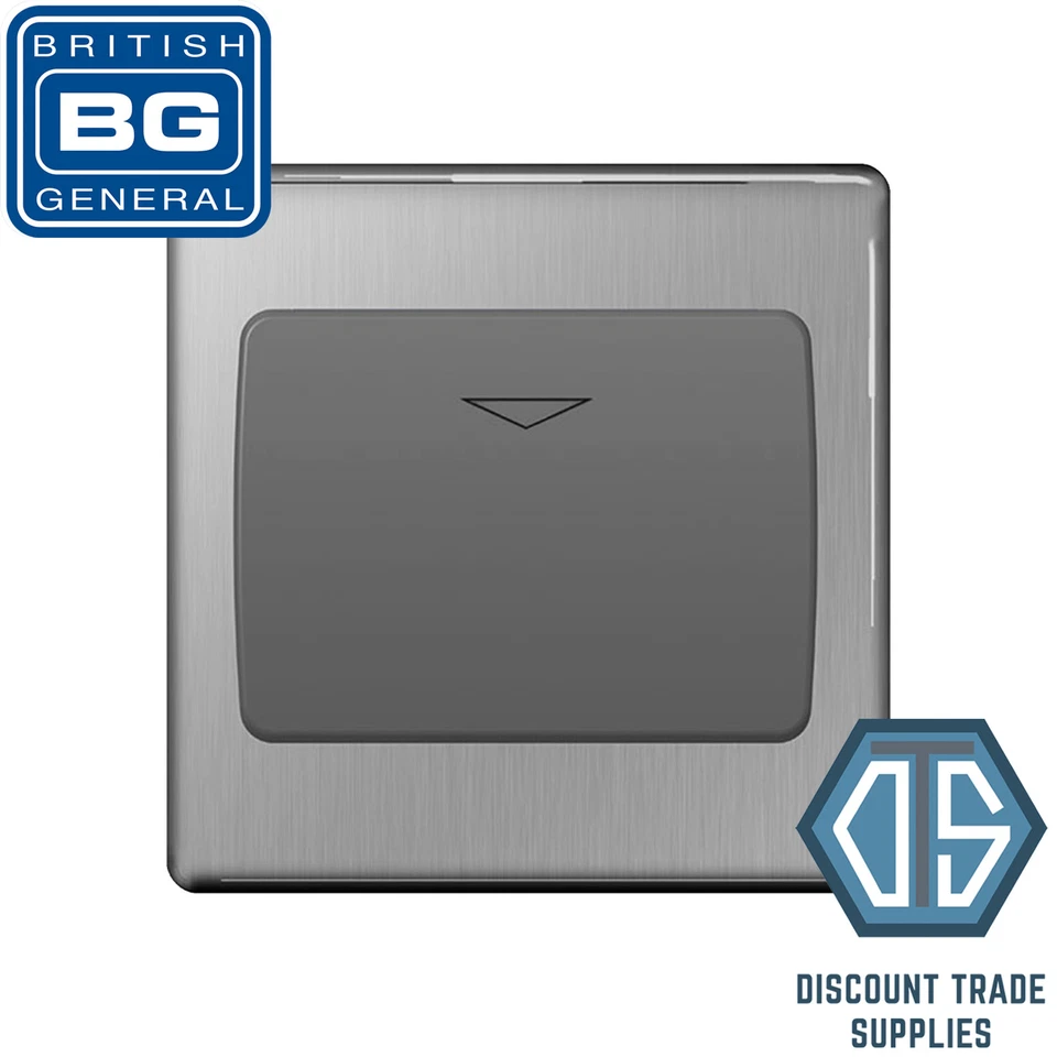 BG NEXUS BG Screwless Flatplate Brushed Steel 16A Hotel Key Card Switch 1 Gang FBSKYCSG