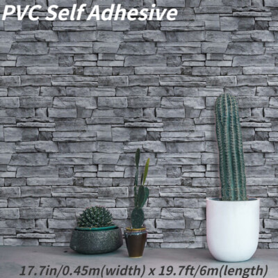 3D Brick Effect Wallpaper Grey Wall Sticker Shop Restaurant Decor Background DIY