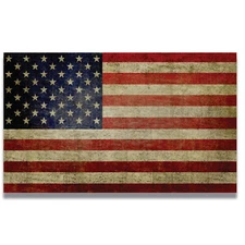 Weathered American Flag Car Magnet Decal, 5x8 Inches, Red, White, and Blue