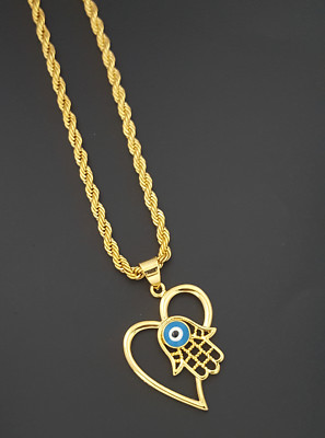 Nazar Kette Fatimas Hand Herz Goldkette Gold Anhänger 18 Karat Vergoldet Eye