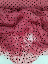 Polka Dot TULLE, Fabric By The Yard Burgundy Tulle Velvet Black Polka-dot