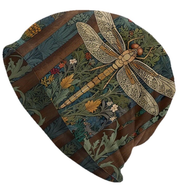 Beanie Hat Cap Skullies Dragonfly Forest Reversible  Soft Stretch Boho Style-image