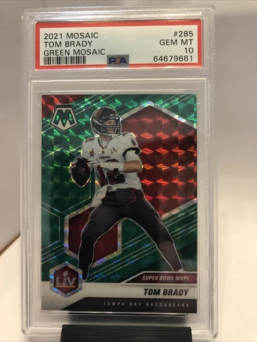 2021 Mosaic Tom Brady Green Mosaic PSA 10 Gem Mint #285 Tampa Bay Buccaneers