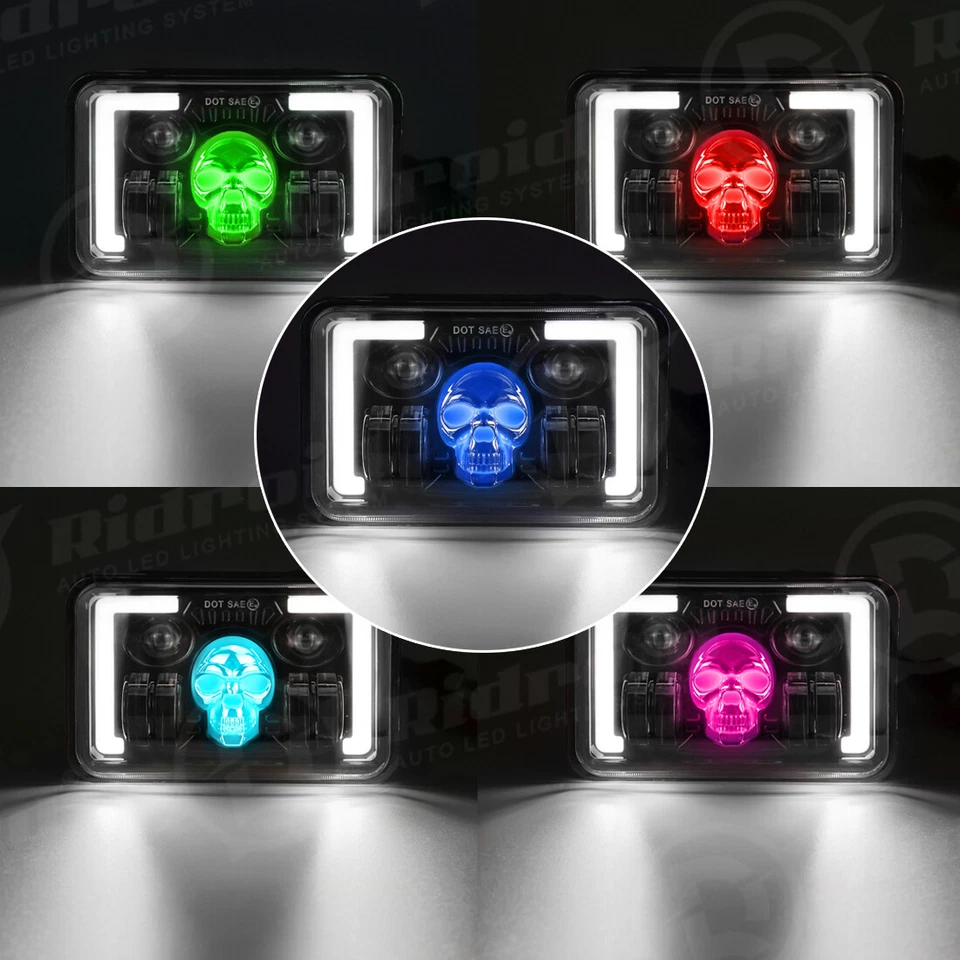 4 peças 4x6"" faróis LED RGB feixe selado Hi-Lo para Peterbilt Kenworth T800 W900 - Imagem 4 de 4