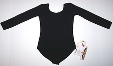 Sansha Signature Suzanna Leotard Bodysuit LS Long Slv Scoop Black Lined New Girl