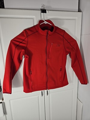 LL Bean Fleece Red Jacket Mens Size Large Full Zip-up Long Sleeve Winter #293889