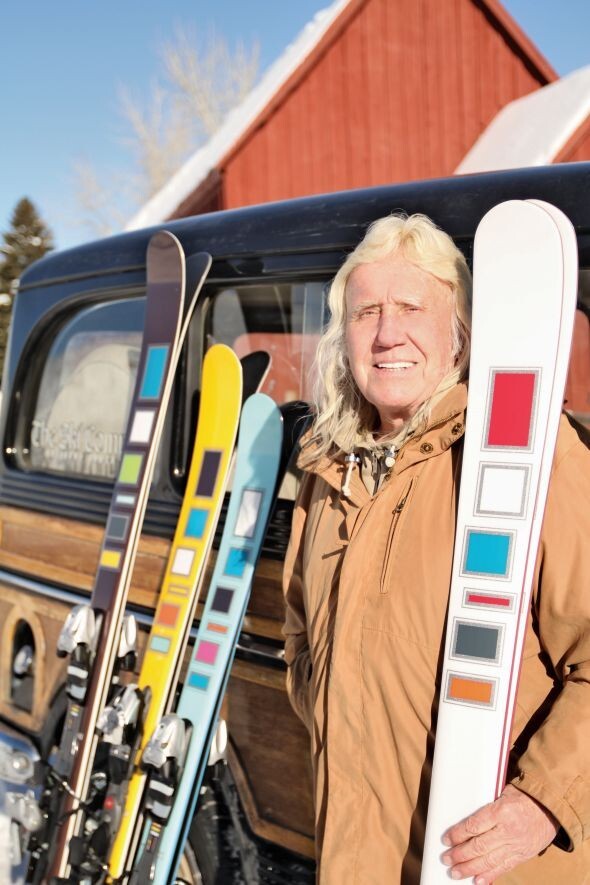 THE SKI Sticker, Bobbie Burns, Spademan bindings, Scott Ski Boots