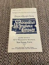 ANTIQUE MET LIFE RECEIPT BOOK 1903