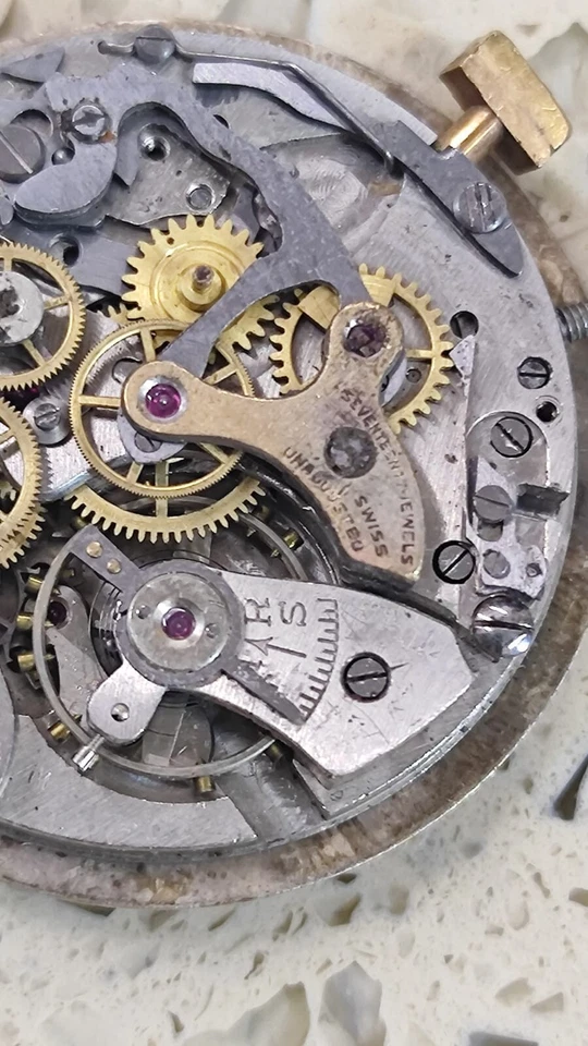 Винтажный Landeron Cal. 51 Ручной хронограф не работает хороший баланс детали - Изображение 3 из 4