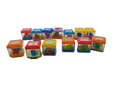 Fisher Price PEEK A BLOCKS Sensory Stacking lot of 13 A B C D H O P R S T X U V 