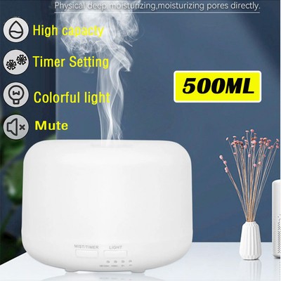 Air Essential Oil Aroma Diffuser Ultrasonic Aromatherapy 7 Color LED 500ml