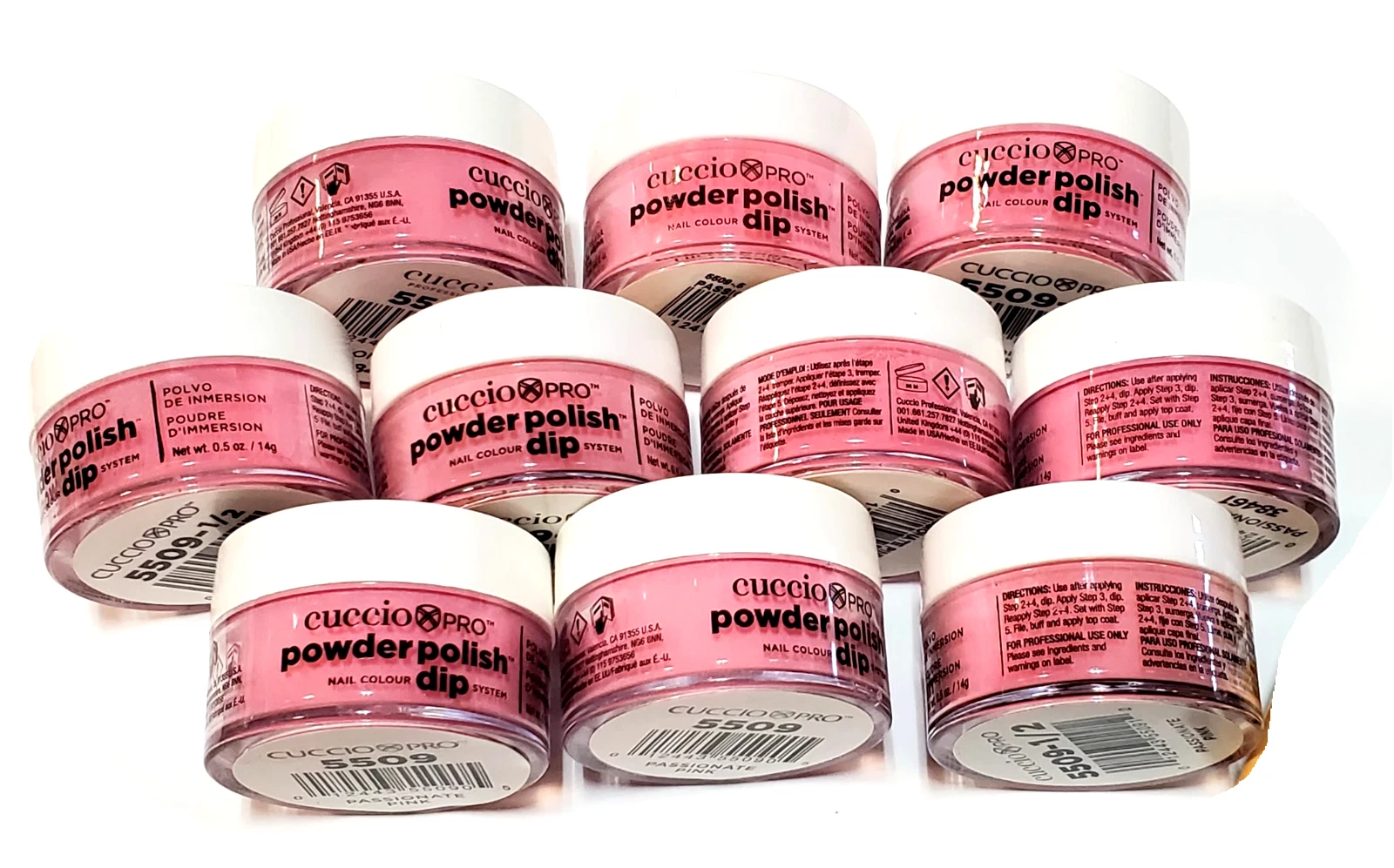 CUCCIO Professional Powder Polish Dip - Passionate Pink - 0.5 fl.oz - 10 JARS!!!
