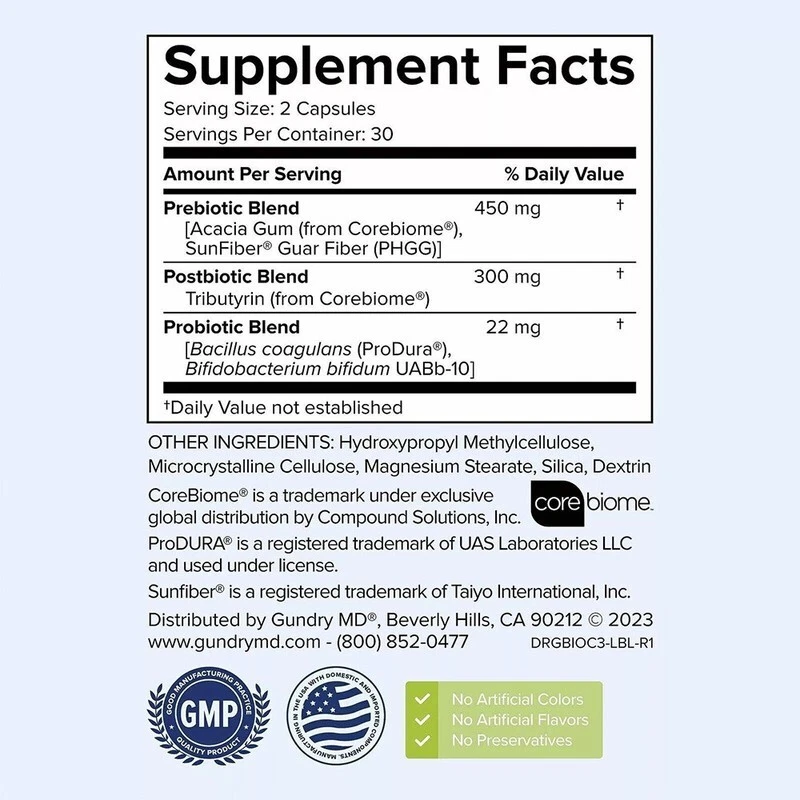 3 PACK 60Caps Bio Complete 3 Capsules Prebiotic Probiotic Postbiotic Supplement - Image 3 of 4