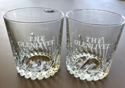 The Glenlivet, Swirl Saw-Cut Style Base, Rocks Glass, Lowball, 3.5'' T, Set of 2