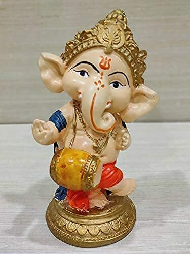 Ganesha Statues Idol Hindu God Dancing Playing Dholak Home Office Return Gift - Bild 5 von 5