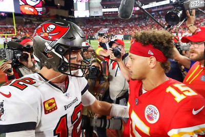 Patrick Mahomes & Tom Brady Chiefs Buccaneers Qb Super Bowl Mvp Nfl 4x6 FOTO