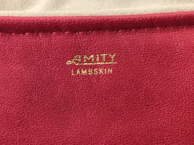 Amity Lambskin Leather Jewelry Organizer Roll Travel Case Red Tan Vintage