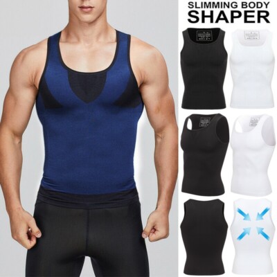 Men Compression Shirt Slimming Body Shaper Vest Tummy Control Workout Tank Top