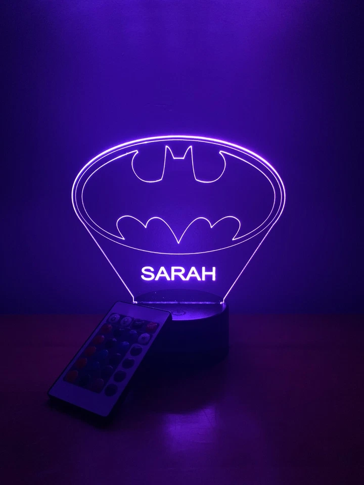 Batman Light Up Night Light Personalized FREE Character LED Table Lamp - Image 4 of 4