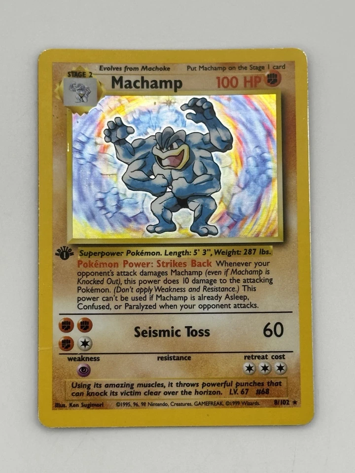 1st Edition Machamp Holo Rare Pokemon Card Base Set 8/102 - Image 3 of 4