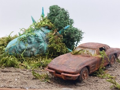 ''The American Broken Dream'' Die Corvette 70' . Diorama. 20 x15 Cm  Maßstab 1/43