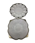 Vintage Milk Glass Shallow Bowl and deviled egg dish - Grapevine - Gold trimmed