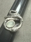 Sterling Silver Snake Coil Wrap White Quartz Designer Signed Ring Unisex Vintage