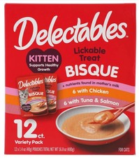 Hartz Delectables Bisque for Kittens, Lickable Wet Treats, 12-Count Variety USA