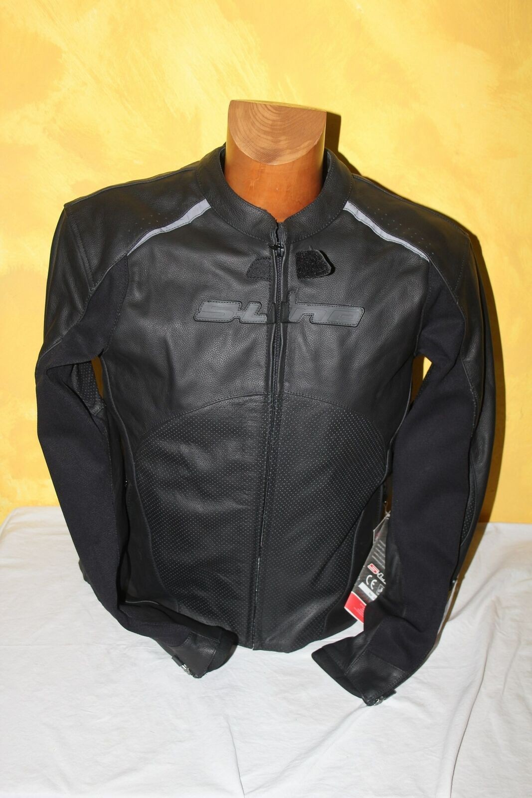 Blouson Moto Racing Cuir Perforé S-LINE Veste Homme Sport Sportive Noir L XL