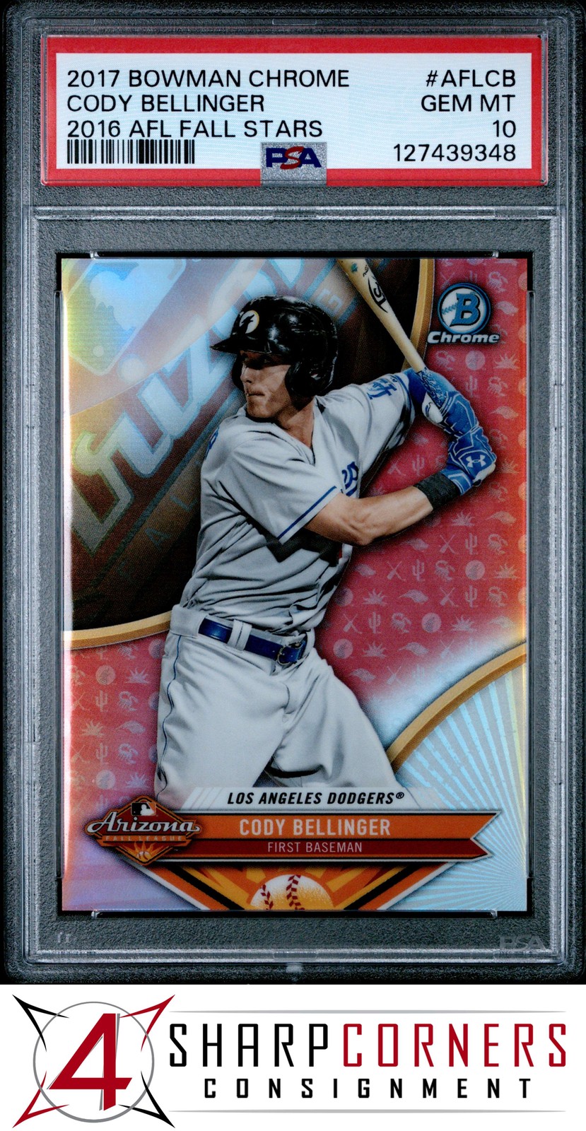 2017 BOWMAN CHROME 2016 AFL FALL STARS #AFLCB CODY BELLINGER RC DODGERS PSA 10