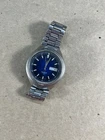 Vintage Seiko SQ Quartz 4004 Day Date Watch Blue Dial Japan Repair Parts Strap