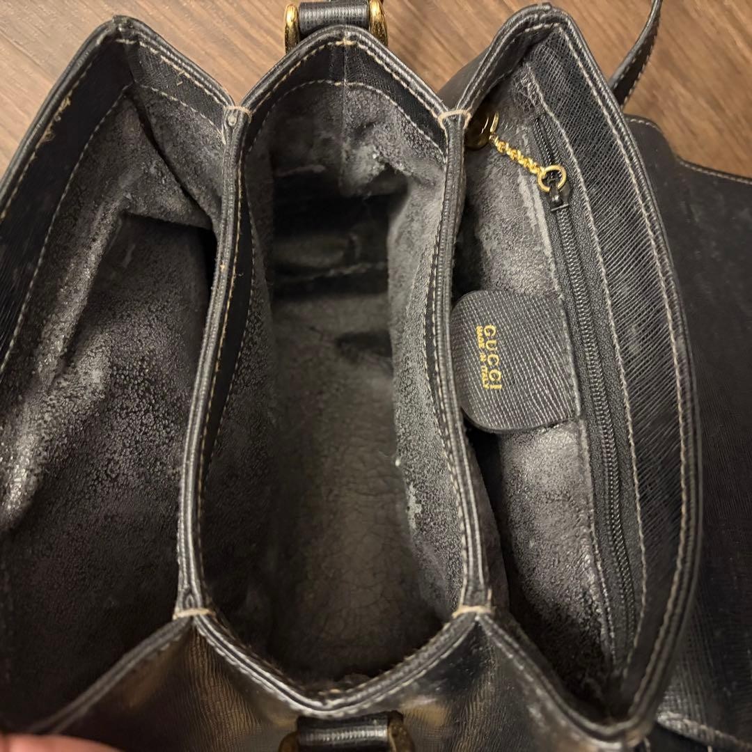 GUCCI Turn Lock Crossbody Shoulder Bag Leather Black Vintage Logo From Japan thumbnail 22