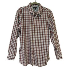 Banana Republic Non-Iron Slim Fit Plaid Button Down Shirt Red Blue Men's Large