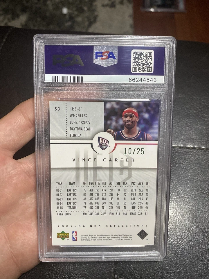 2005-06 Vince Carter Upper Deck Reflections Green /25 Nets PSA 9 - Image 2 of 2
