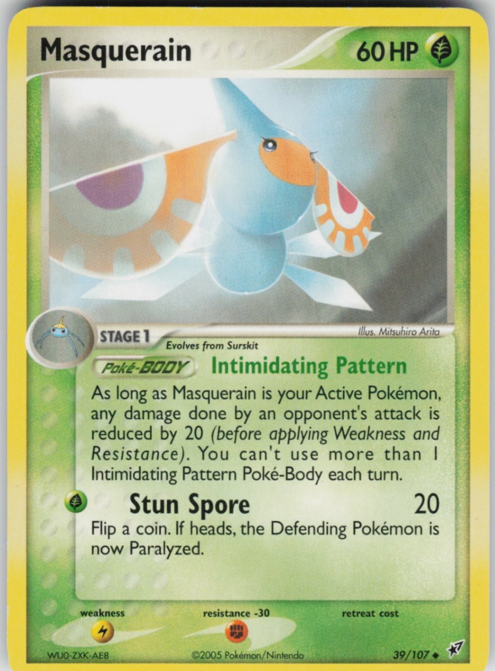 Pokemon TCG Masquerain 39/107 Deoxys Uncommon card Normal NM