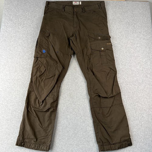 Fjallraven Vidda Pro Trousers G-1000 Cargo Pants 37x34 Mens Brown Hiking READ
