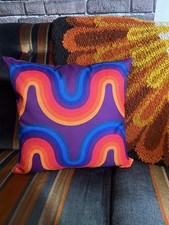 Vintage Space Age Mira Purple Wave Cushion Mid Century  Pillow Verner Panton