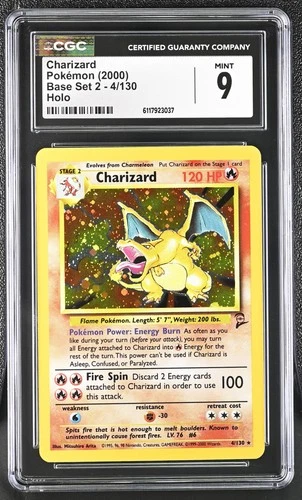CGC 9 MINT Charizard 2000 Base Set 2 4/130 Holo Pokemon Card