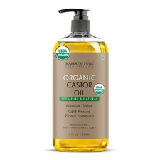 Majestic Pure USDA Organic Castor Oil 8 Fl Oz - 100 Pure and Natural- Cold Pres