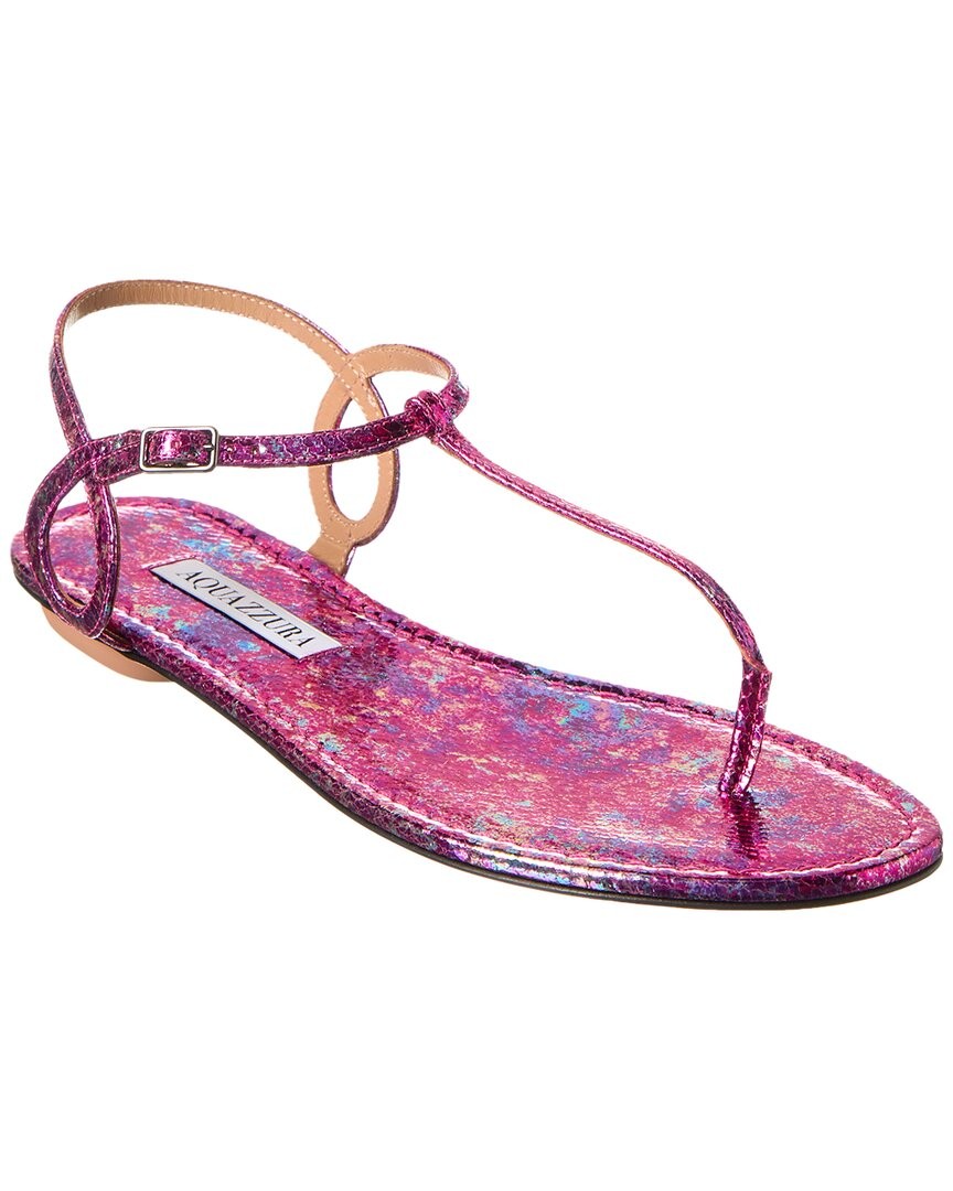 Aquazzura Almost Bare Snake-Embossed Leather Sandal Womens Pink 36 58390₽