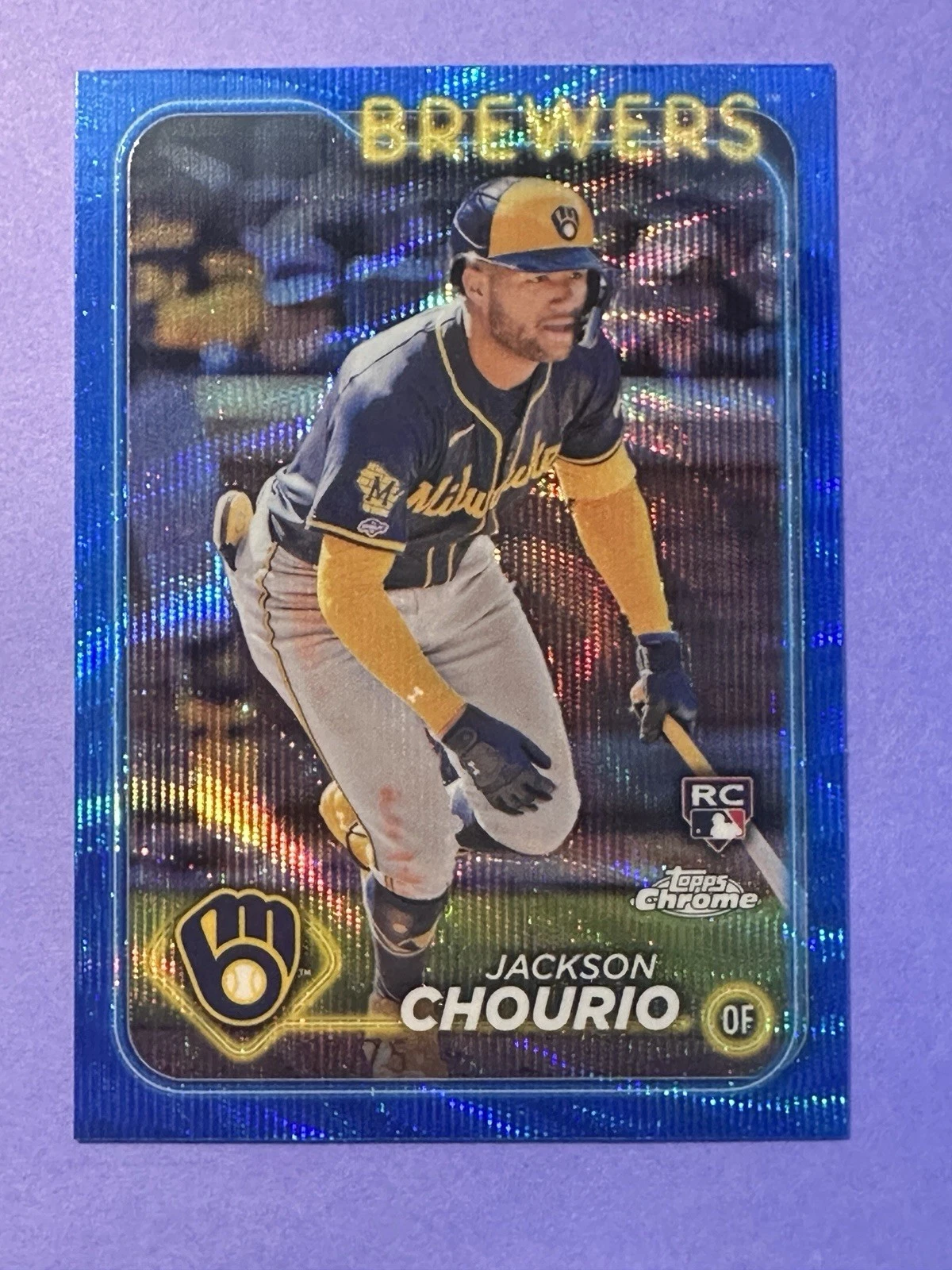 2024 Topps Chrome Jackson Chourio #161 Blue Wave Refractor /75 (RC) Brewers
