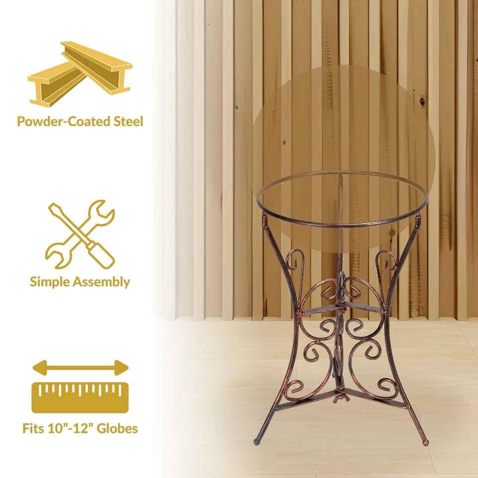 Soporte para globo de observación exterior de acero con pergamino decorativo - bronce de Sunnydaze Foto 3 de 4