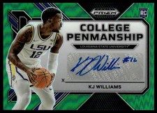 2023 Prizm Draft Picks #CP-KJW KJ Williams College Penmanship Green LSU Tigers