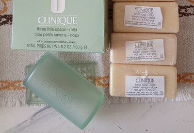Clinique three little soaps facial soap bar mild 3 x 50 ml Seifenschale  Vintage