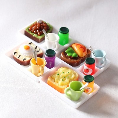 Realistisches Frühstück Toast & Marmelade Küche spielen für 1/12 Puppenhaus Foto Requisite Leben