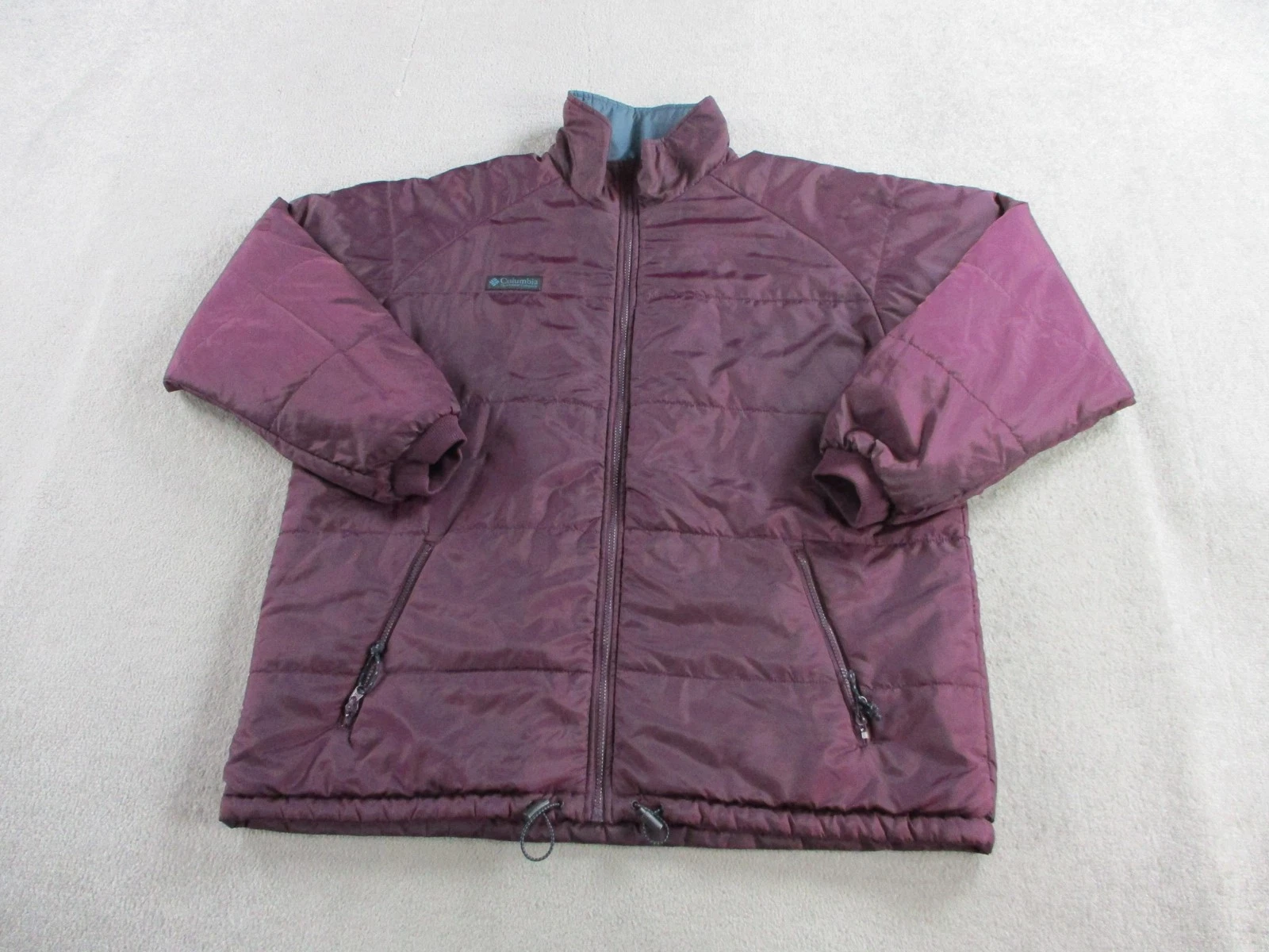 Columbia Jacket Mens XL Purple Reversible Full Zip Puffer Coat Outdoors Winter